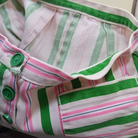 22W True Vintage 1960's Green Pink Striped High-Waisted Buttonfly 1OF1 Mod Band - Picture 5 of 5